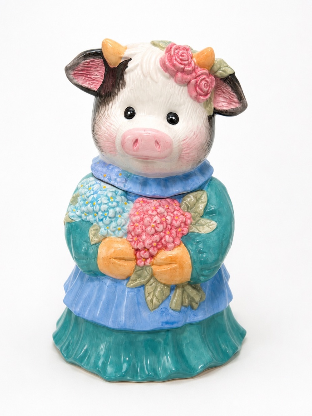 Adorable Floral Cow Cookie Jar | Ceramic Farmhouse Kitchen Canister 💕